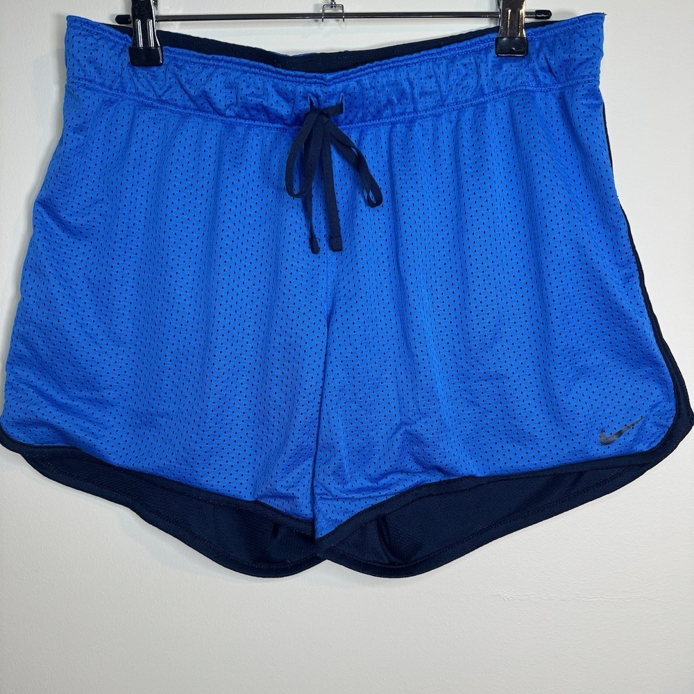 Nike Women's Size M Athletic Shorts Dri Fit Blue Polyester Cute‎ Running Shorts
